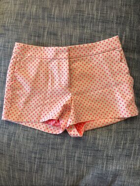 J. Crew Pink Polka Dot Scalloped Side Shorts